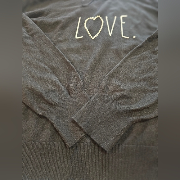 NWT! Rae Dunn Black Puff Sleeve “LOVE” Sweater XL - Picture 12 of 12